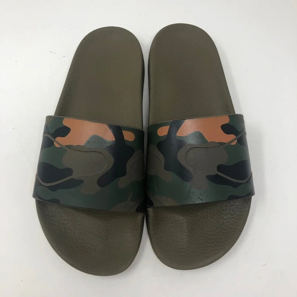 Valentino Garavani Camo Print Rubber Slide Sandals Mens‎ 41 8 Green HM873 Italy